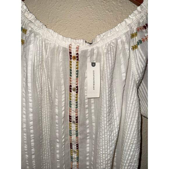 Anthropologie Akemi + Kin Boho Embroidered Top size 0 NWT 100% cotton XS - Picture 10 of 16